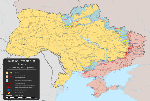Mapa de la Evolución de la Guerra de Ucrania 2022 al Presente