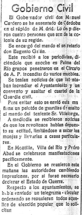 Palma del Río (Córdoba) 19 de Febrero de 1936